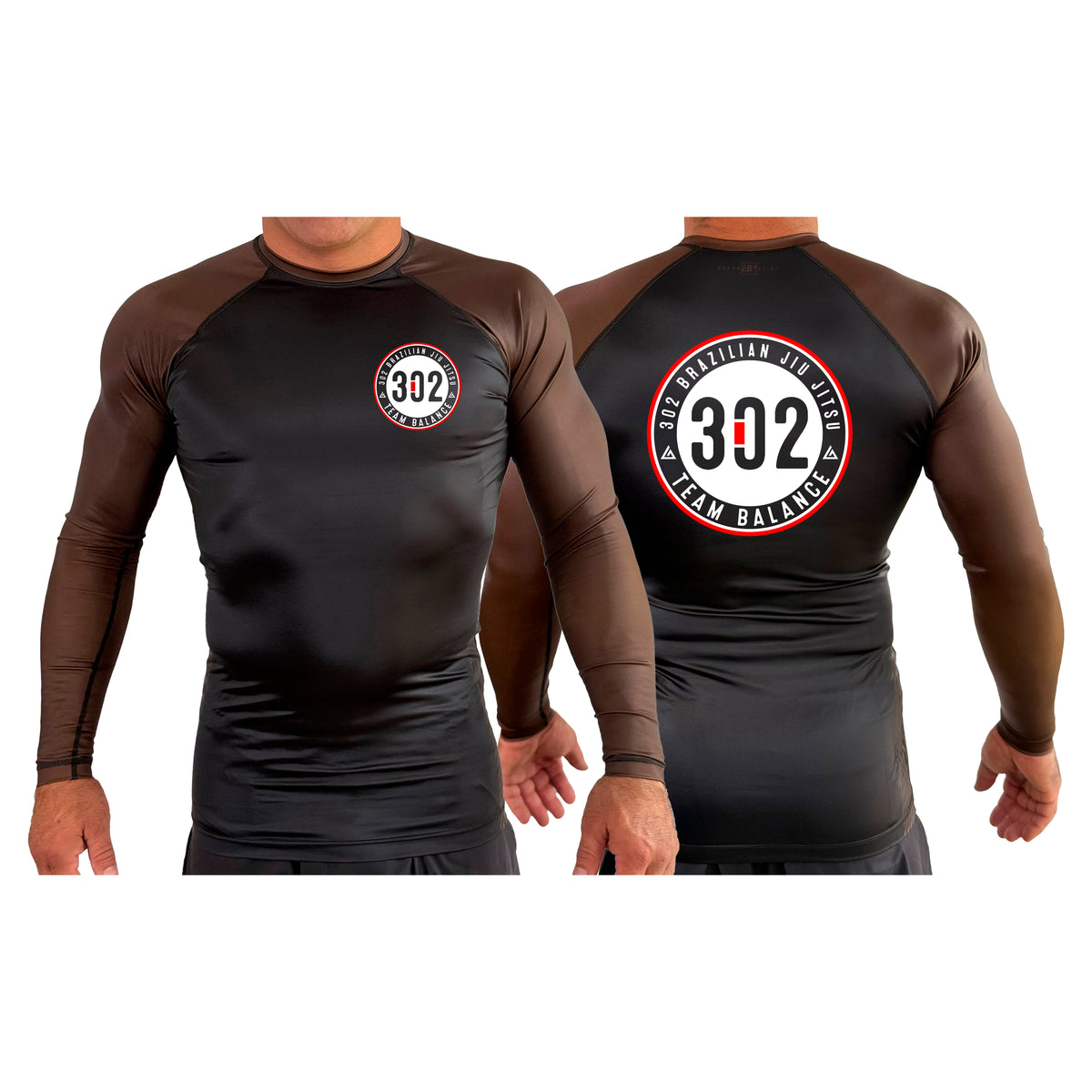 302 Jiu-Jitsu All Black Ranked Long Sleeve Rash Guards #8074 A