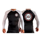 302 Jiu-Jitsu All Black Ranked Long Sleeve Rash Guards #8074 A