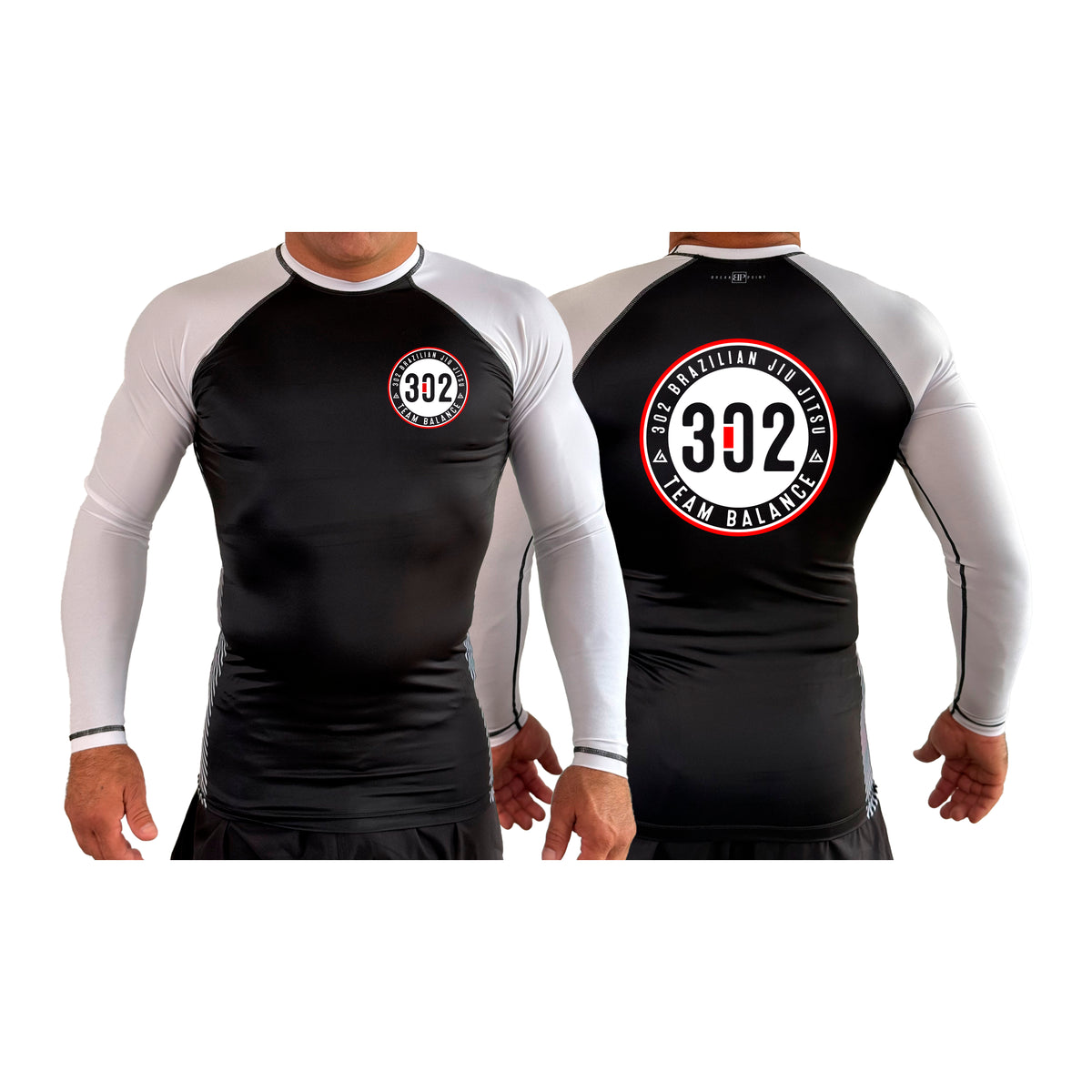 302 Jiu-Jitsu All Black Ranked Long Sleeve Rash Guards #8074 A