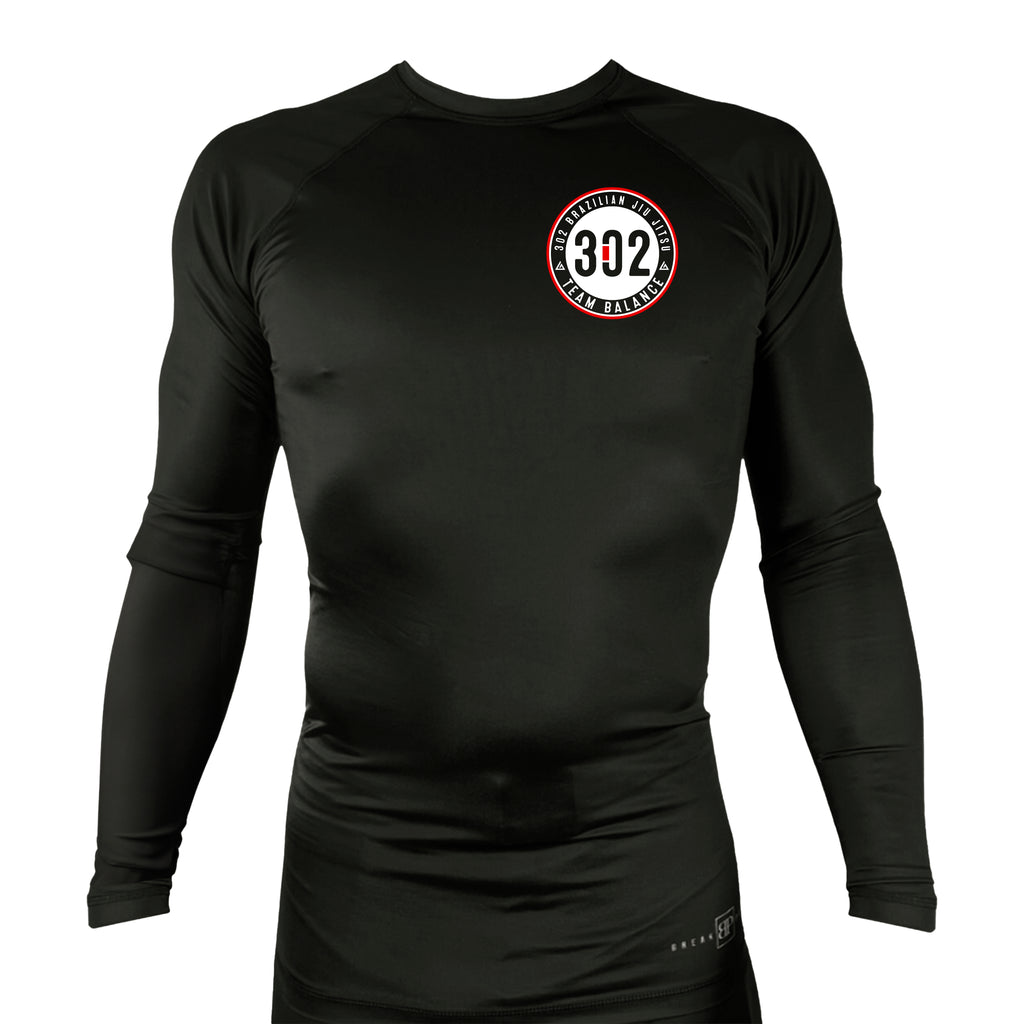 302 Jiu-Jitsu All Black Custom Rash Guards Long Sleeves #8074 A