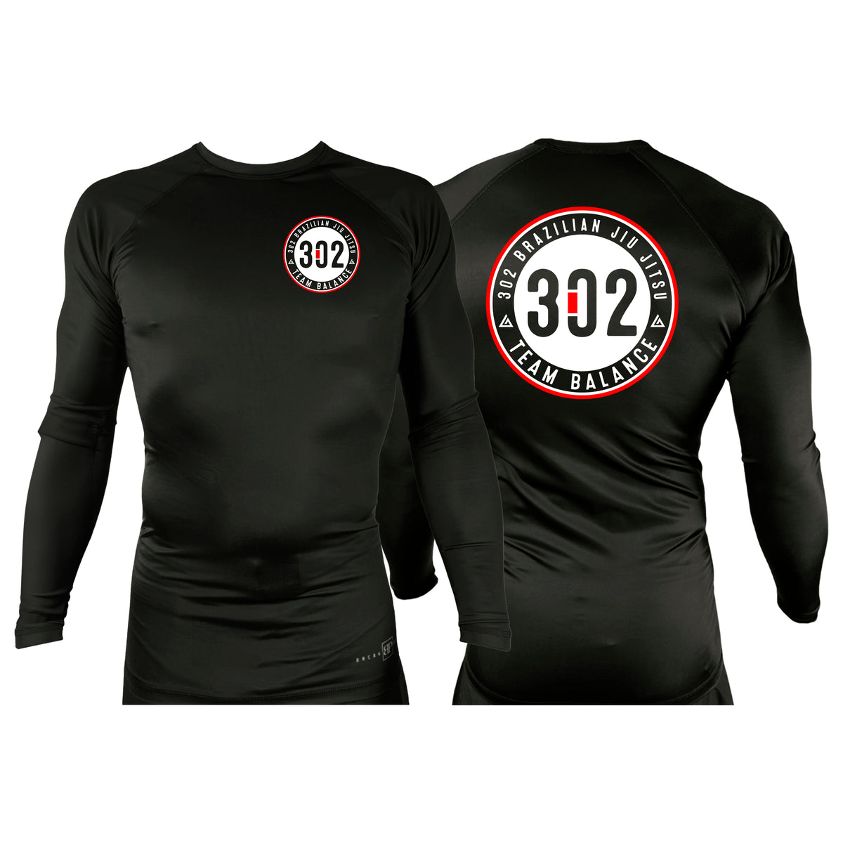 302 Jiu-Jitsu All Black Custom Rash Guards Long Sleeves #8074 A