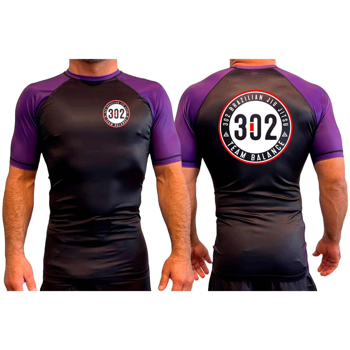 302 Jiu-Jitsu All Black Ranked Short Sleeve Rash Guards #8074 A