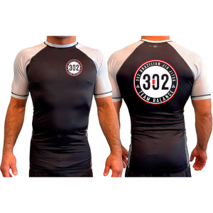 302 Jiu-Jitsu All Black Ranked Short Sleeve Rash Guards #8074 A