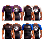 302 Jiu-Jitsu All Black Ranked Short Sleeve Rash Guards #8074 A