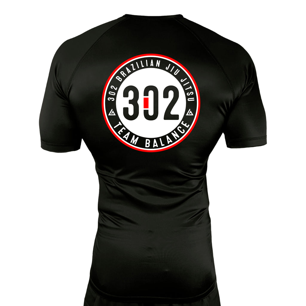 302 Jiu-Jitsu All Black Custom Rash Guards Short Sleeves #8074 A