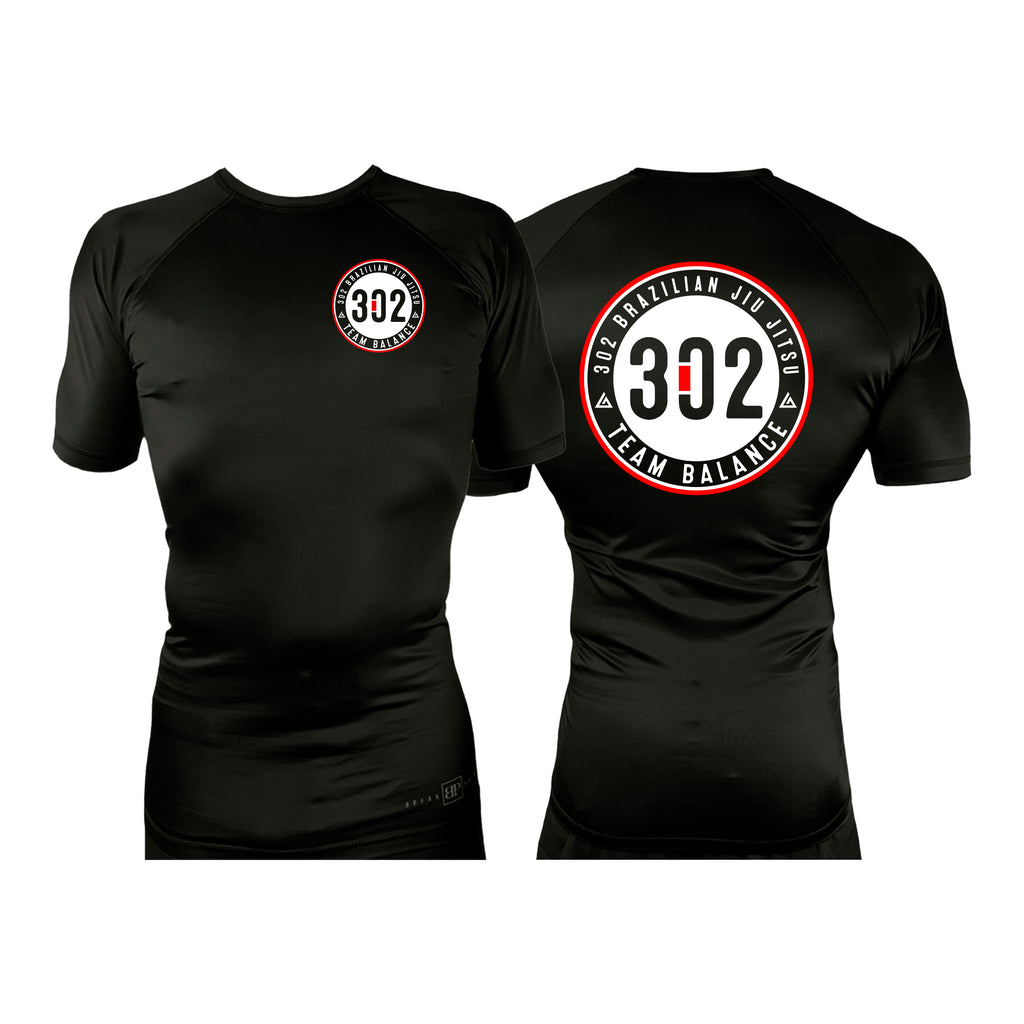 302 Jiu-Jitsu All Black Custom Rash Guards Short Sleeves #8074 A