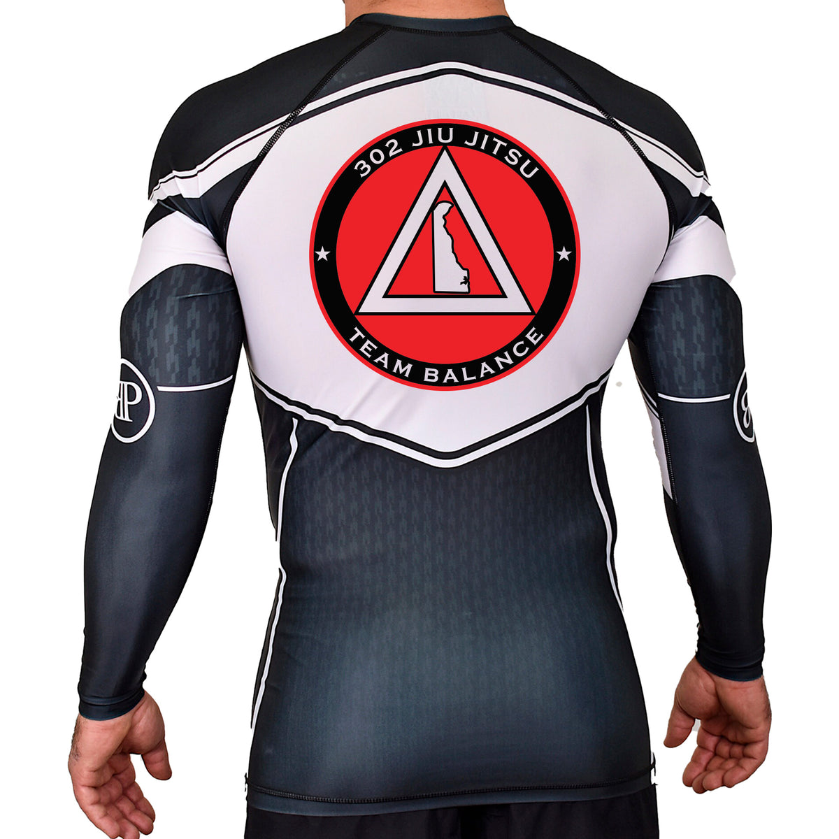 302 Jiu-Jitsu Academy Rash Guards Black/White #8074 B (BALANCE)