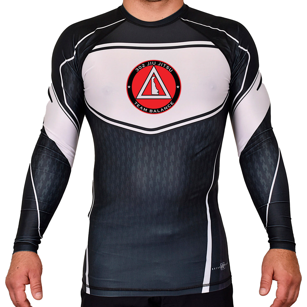 302 Jiu-Jitsu Academy Rash Guards Black/White #8074 B (BALANCE)