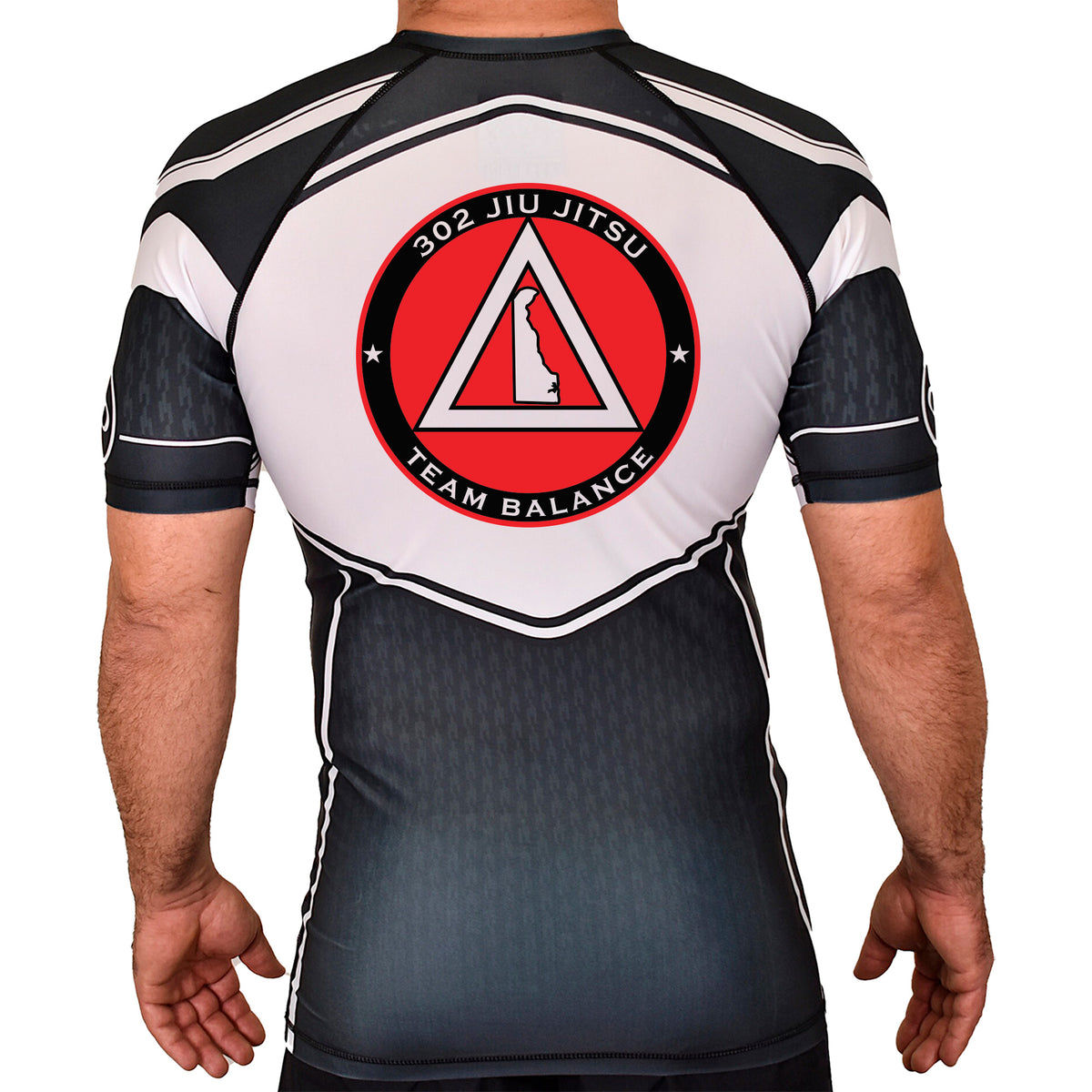 302 Jiu-Jitsu Academy Rash Guards Black/White #8074 B (BALANCE)