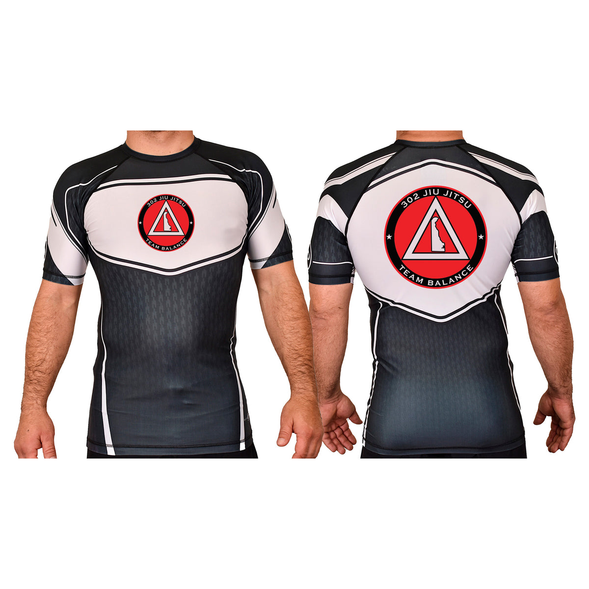 302 Jiu-Jitsu Academy Rash Guards Black/White #8074 B (BALANCE)