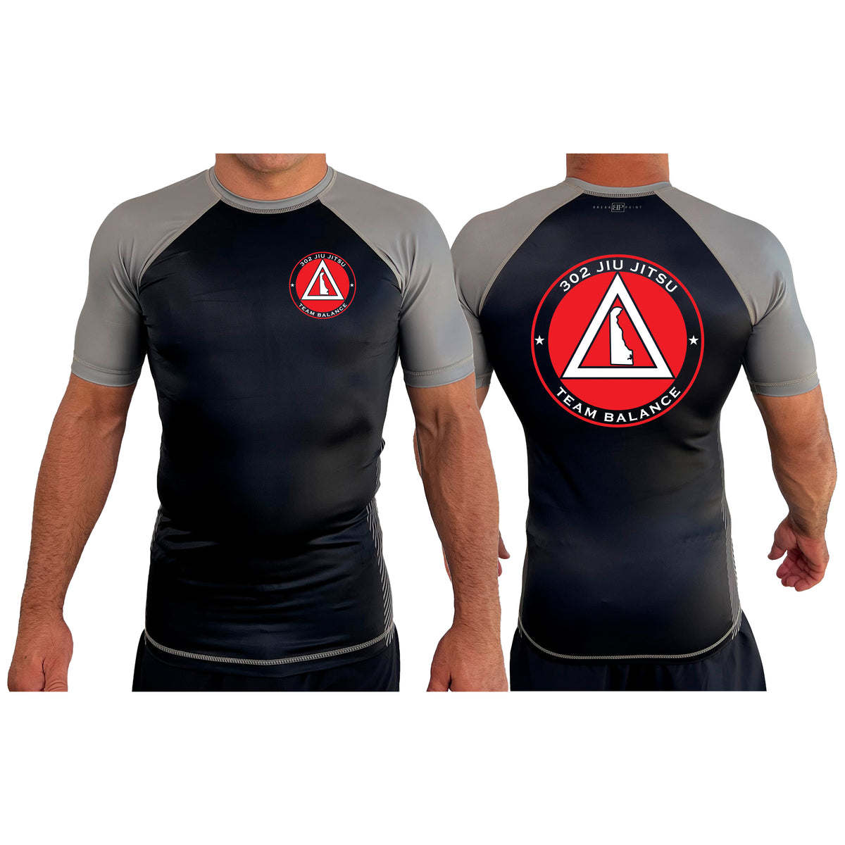 302 Jiu-Jitsu All Black Ranked Short Sleeve Rash Guards #8074 B (BALANCE)