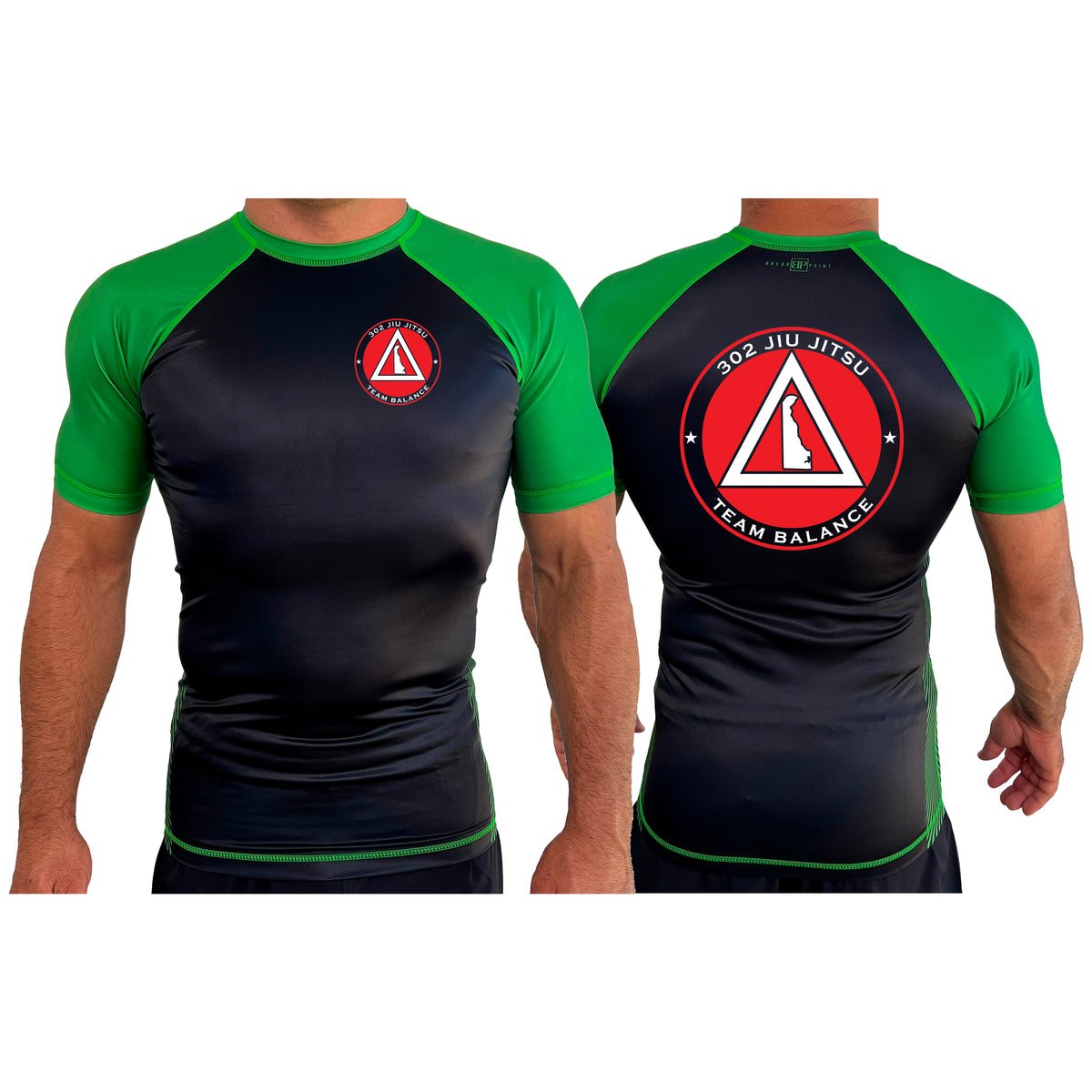 302 Jiu-Jitsu All Black Ranked Short Sleeve Rash Guards #8074 B (BALANCE)