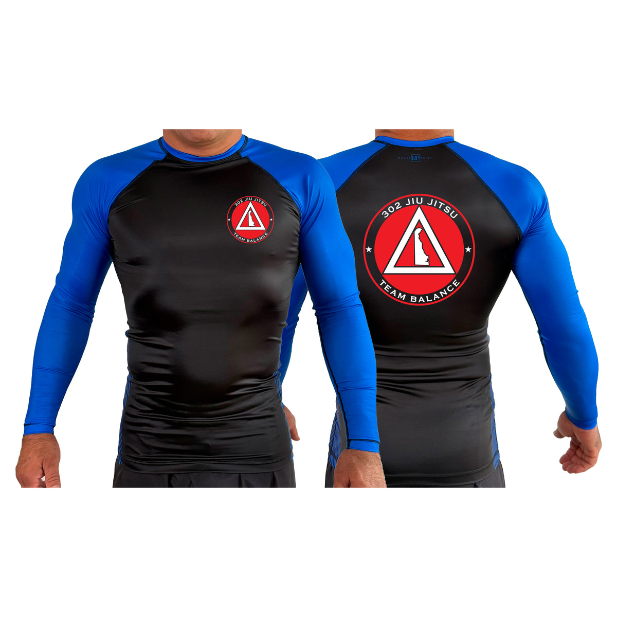 302 Jiu-Jitsu All Black Ranked Long Sleeve Rash Guards #8074 B (BALANCE)
