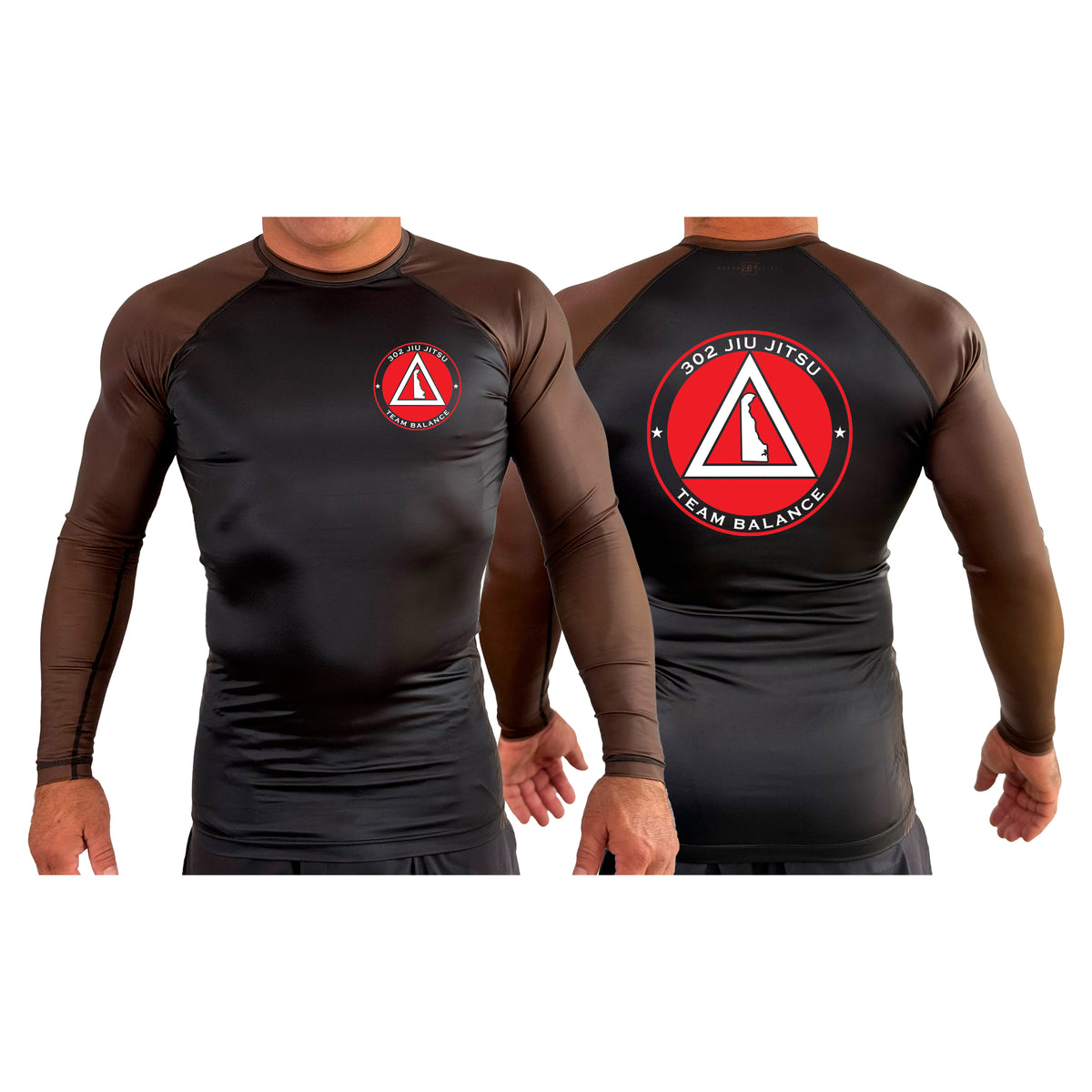 302 Jiu-Jitsu All Black Ranked Long Sleeve Rash Guards #8074 B (BALANCE)
