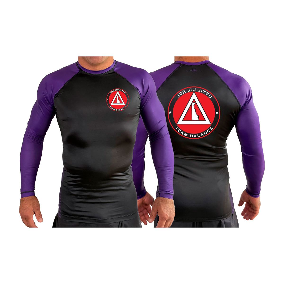 302 Jiu-Jitsu All Black Ranked Long Sleeve Rash Guards #8074 B (BALANCE)