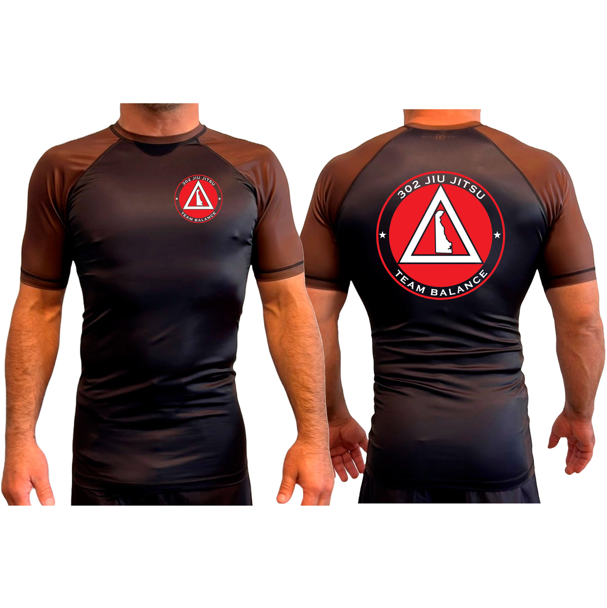 302 Jiu-Jitsu All Black Ranked Short Sleeve Rash Guards #8074 B (BALANCE)