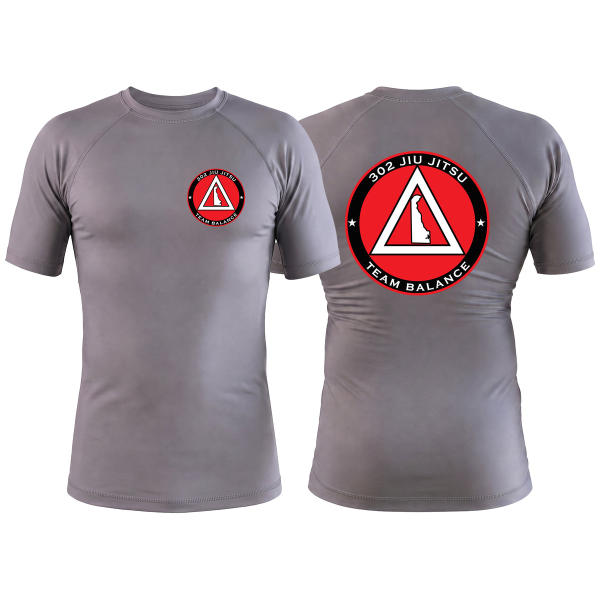 302 Jiu-Jitsu Gray Rash Guards Short Sleeve #8074 B (BALANCE)