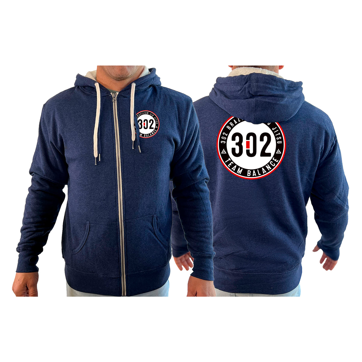 302 Jiu-Jitsu Academy Sherpa Lined Zip-Up Hoodie #8074 A