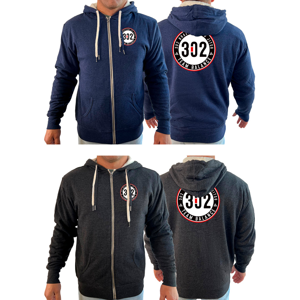 302 Jiu-Jitsu Academy Sherpa Lined Zip-Up Hoodie #8074 A