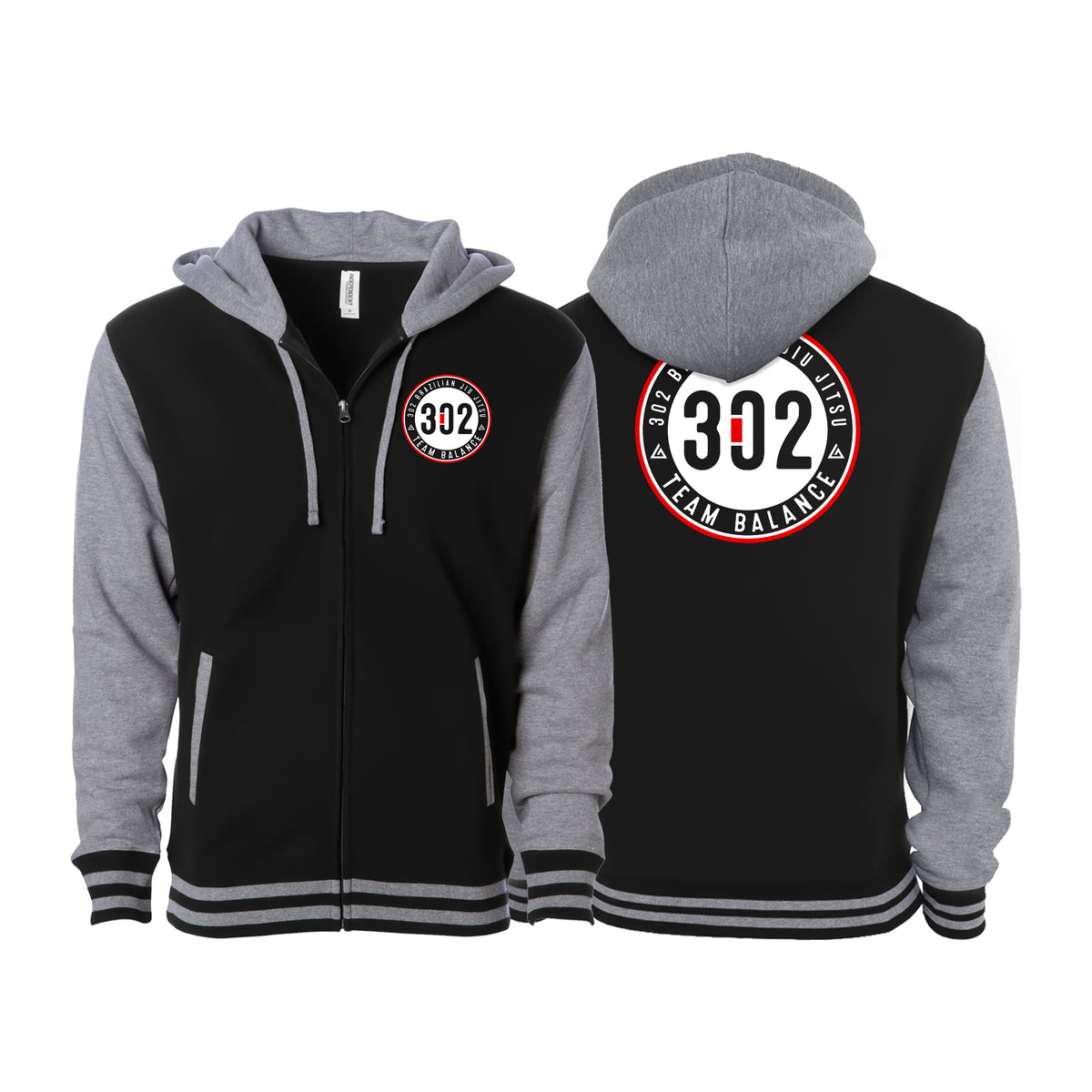 302 Jiu-Jitsu Academy Varsity Zip-Up Hoodies #8074 A