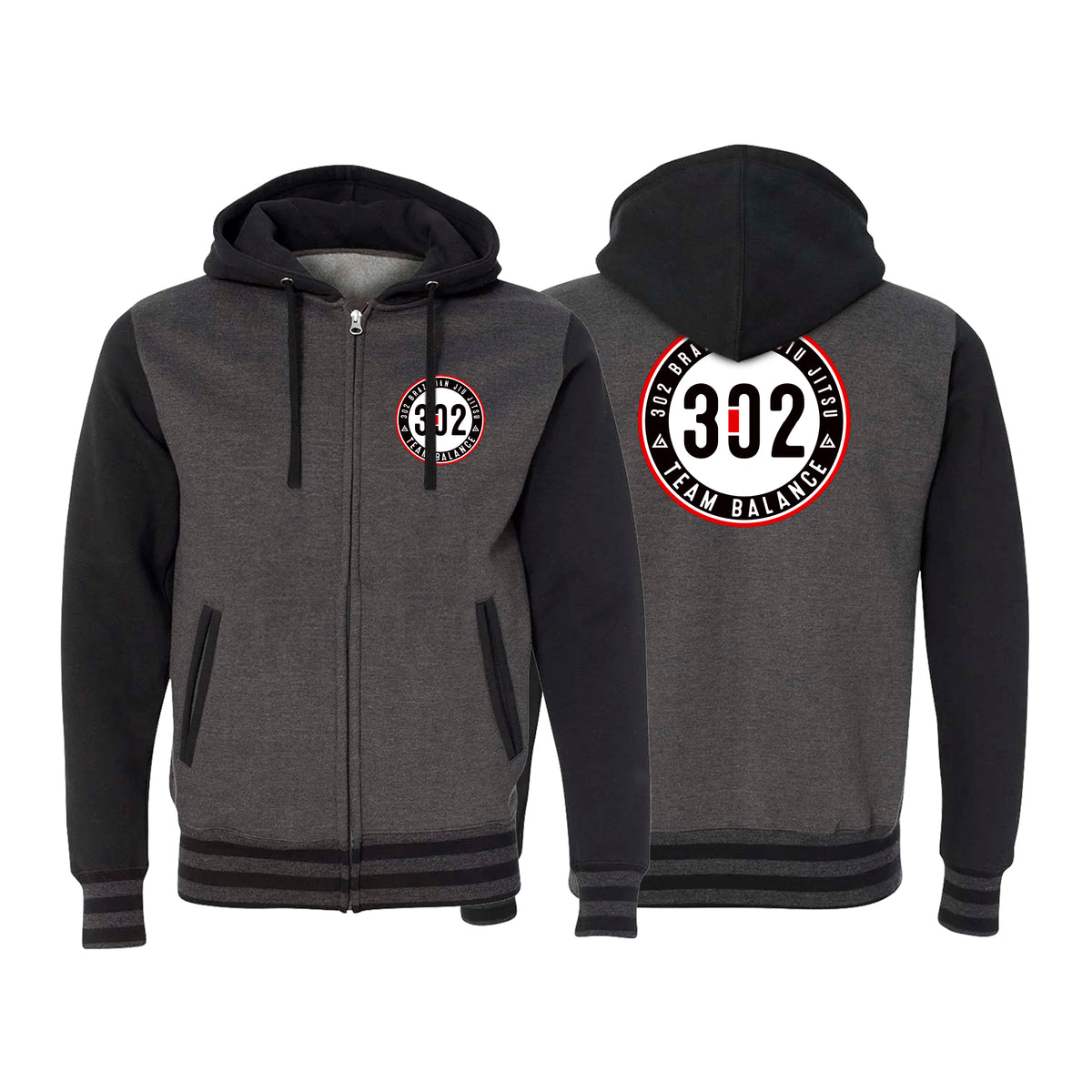 302 Jiu-Jitsu Academy Varsity Zip-Up Hoodies #8074 A