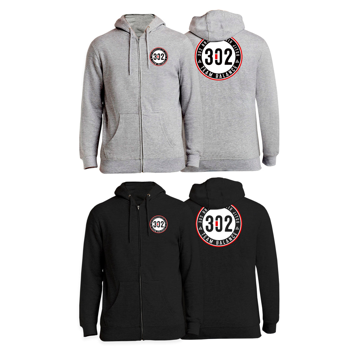 302 Jiu-Jitsu Academy Zip-Up Hoodies #8074 A
