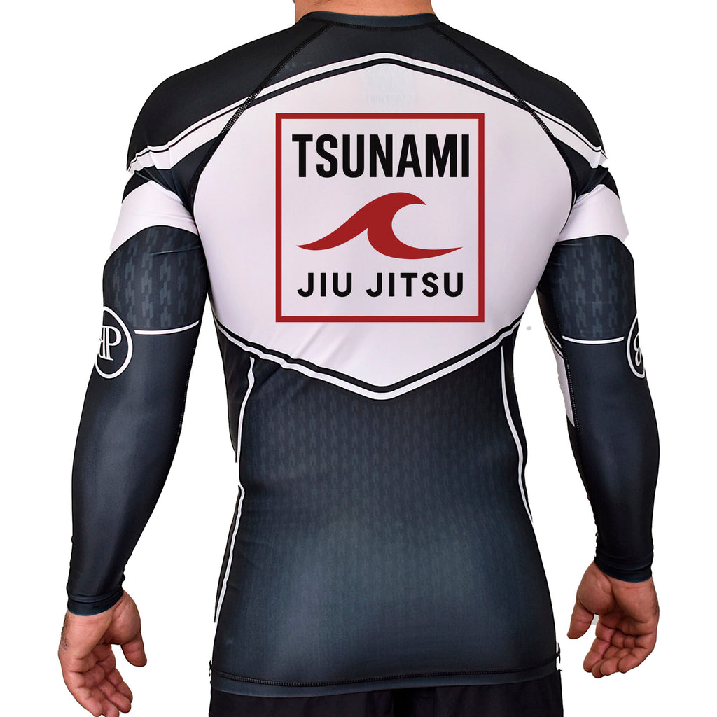 Tsunami Jiu Jitsu Academy Rash Guards Black/White #8075 A
