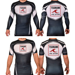 Tsunami Jiu Jitsu Academy Rash Guards Black/White #8075 A