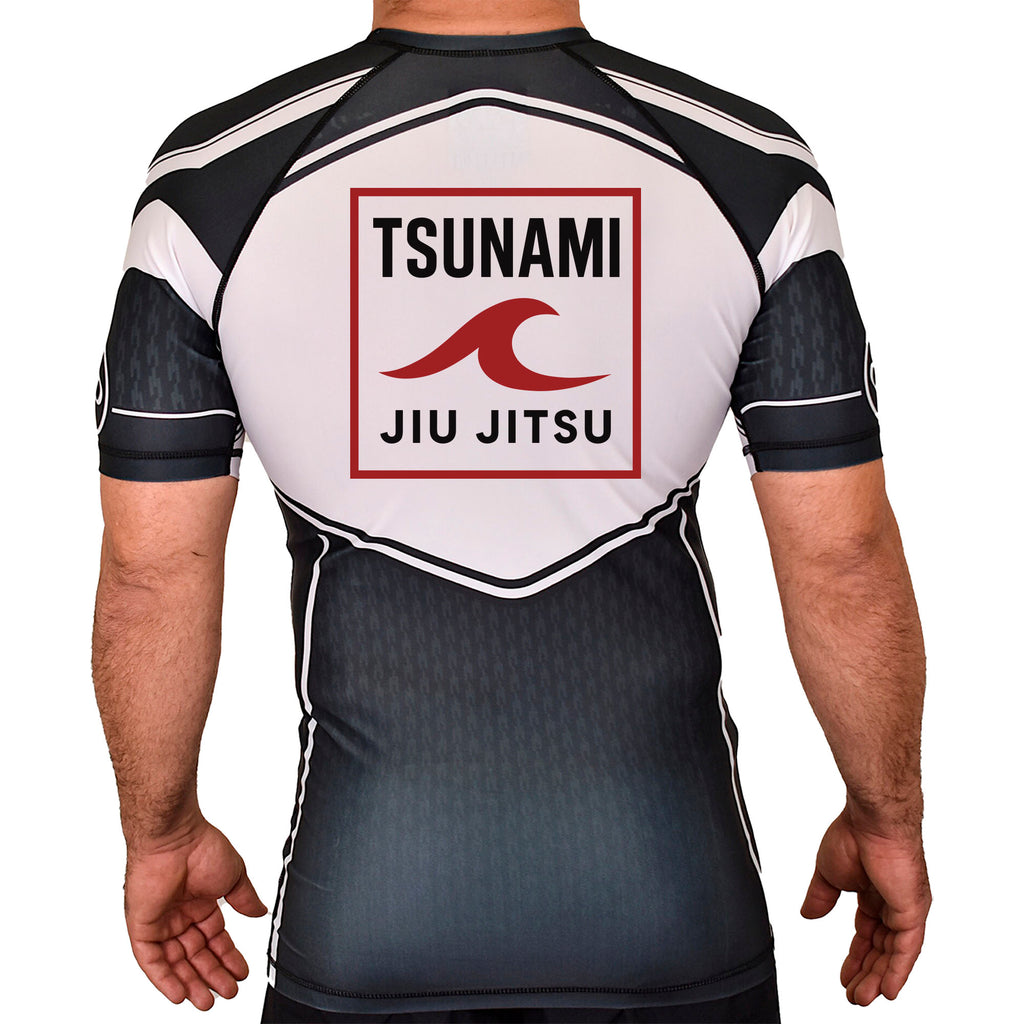 Tsunami Jiu Jitsu Academy Rash Guards Black/White #8075 A