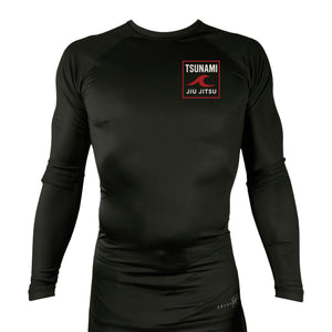 Tsunami Jiu Jitsu All Black Custom Rash Guards Long Sleeves #8075 A