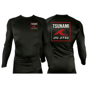 Tsunami Jiu Jitsu All Black Custom Rash Guards Long Sleeves #8075 A