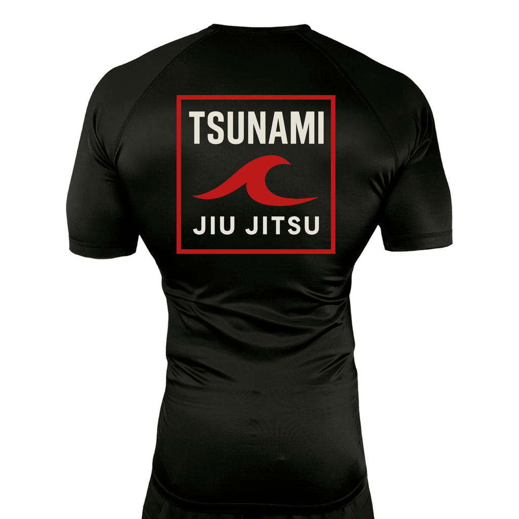 Tsunami Jiu Jitsu All Black Custom Rash Guards Short Sleeves #8075 A