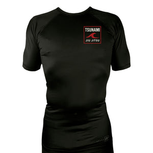 Tsunami Jiu Jitsu All Black Custom Rash Guards Short Sleeves #8075 A