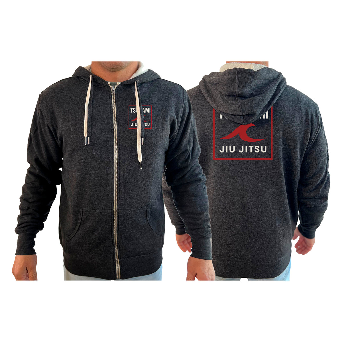 Tsunami Jiu Jitsu Academy Sherpa Lined Zip-Up Hoodie #8075 A