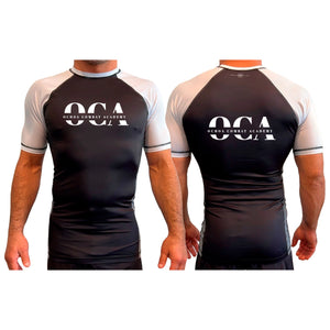 Ochoa Combat All Black Ranked Short Sleeve Rash Guards #8076 C