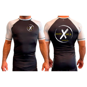 Ochoa Combat All Black Ranked Short Sleeve Rash Guards #8076 A (Elite OCA)