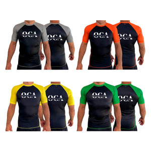 Ochoa Combat All Black Ranked Short Sleeve Rash Guards #8076 C