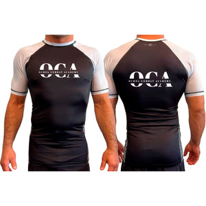 Ochoa Combat All Black Ranked Short Sleeve Rash Guards #8076 C