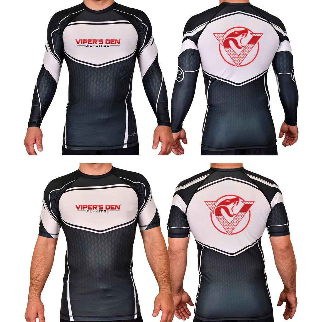 Vipers Den Academy Rash Guards Black/White #8077 A