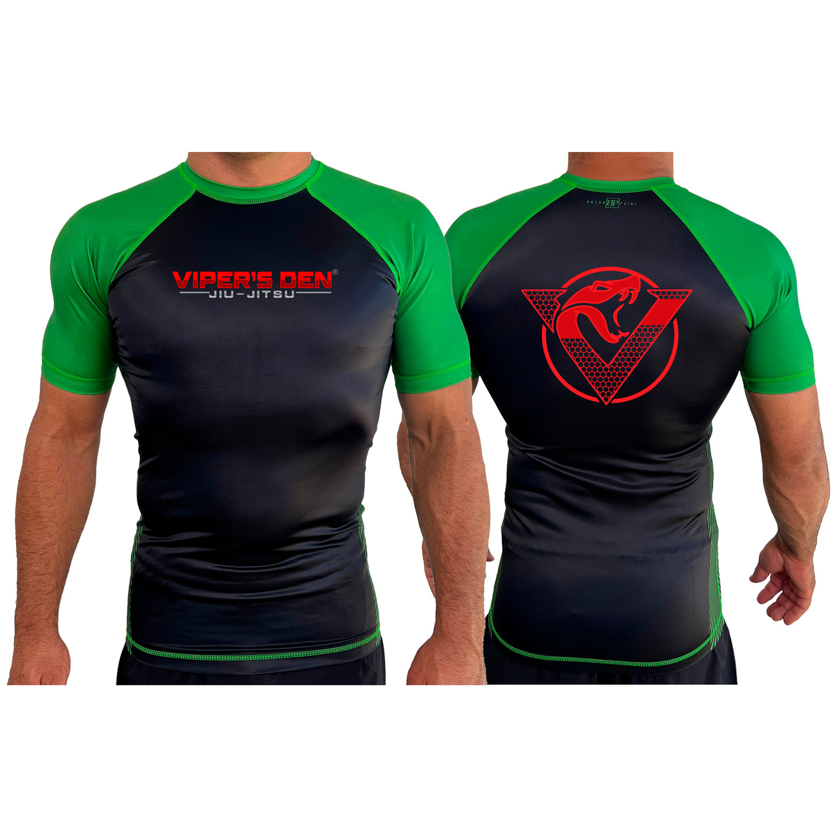 Vipers Den All Black Ranked Short Sleeve Rash Guards #8077 A