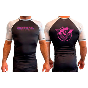Vipers Den All Black Ranked Short Sleeve Rash Guards #8077 C