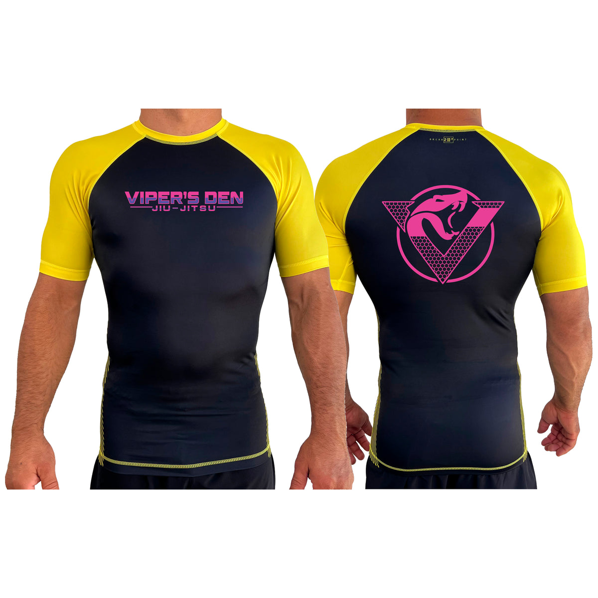 Vipers Den All Black Ranked Short Sleeve Rash Guards #8077 C