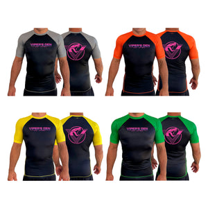 Vipers Den All Black Ranked Short Sleeve Rash Guards #8077 C