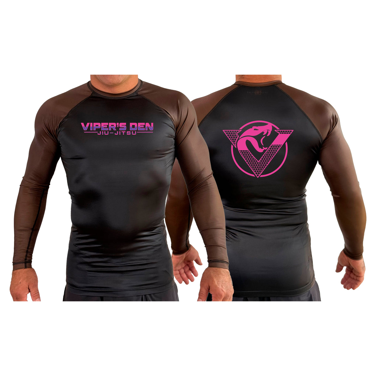 Vipers Den All Black Ranked Long Sleeve Rash Guards #8077 C
