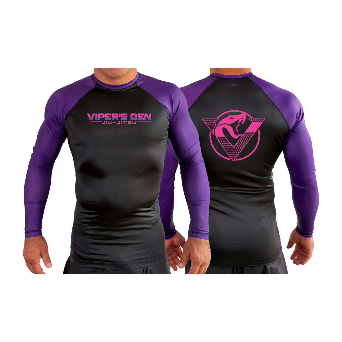 Vipers Den All Black Ranked Long Sleeve Rash Guards #8077 C