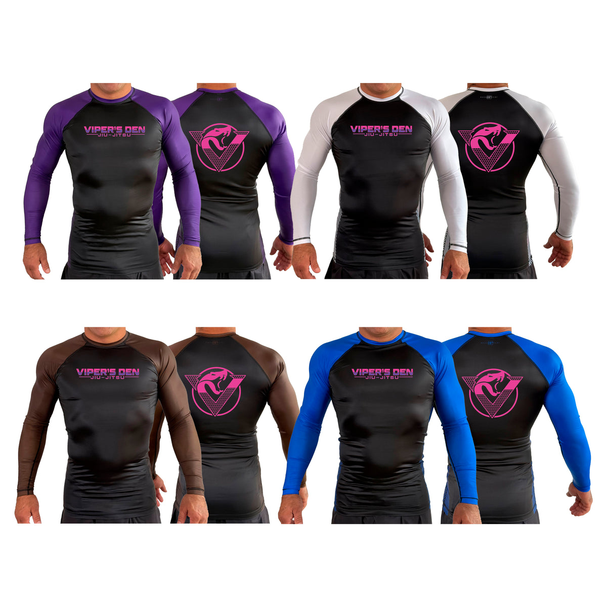 Vipers Den All Black Ranked Long Sleeve Rash Guards #8077 C