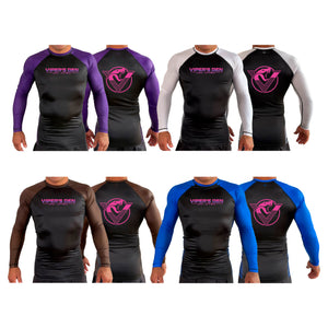 Vipers Den All Black Ranked Long Sleeve Rash Guards #8077 C
