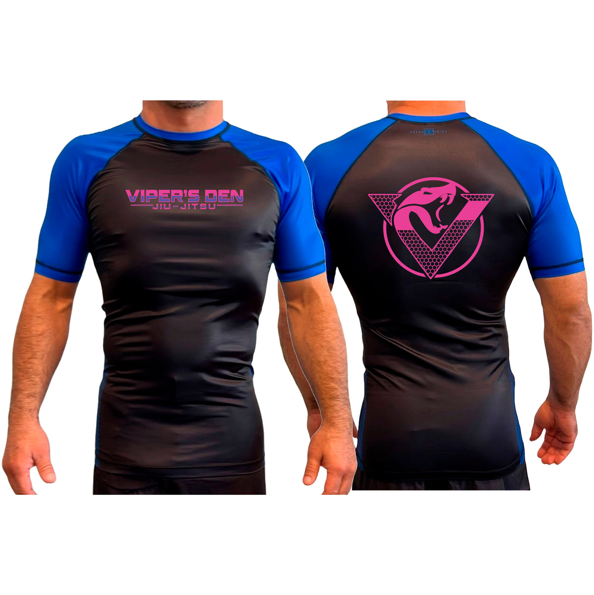 Vipers Den All Black Ranked Short Sleeve Rash Guards #8077 C