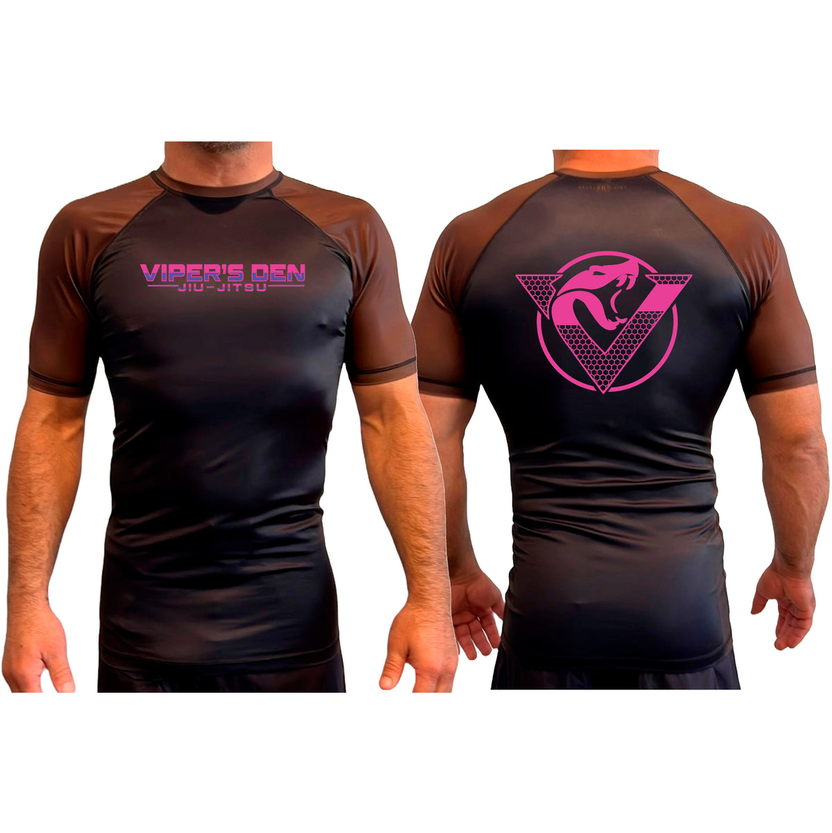 Vipers Den All Black Ranked Short Sleeve Rash Guards #8077 C