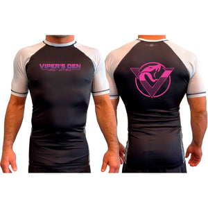 Vipers Den All Black Ranked Short Sleeve Rash Guards #8077 C